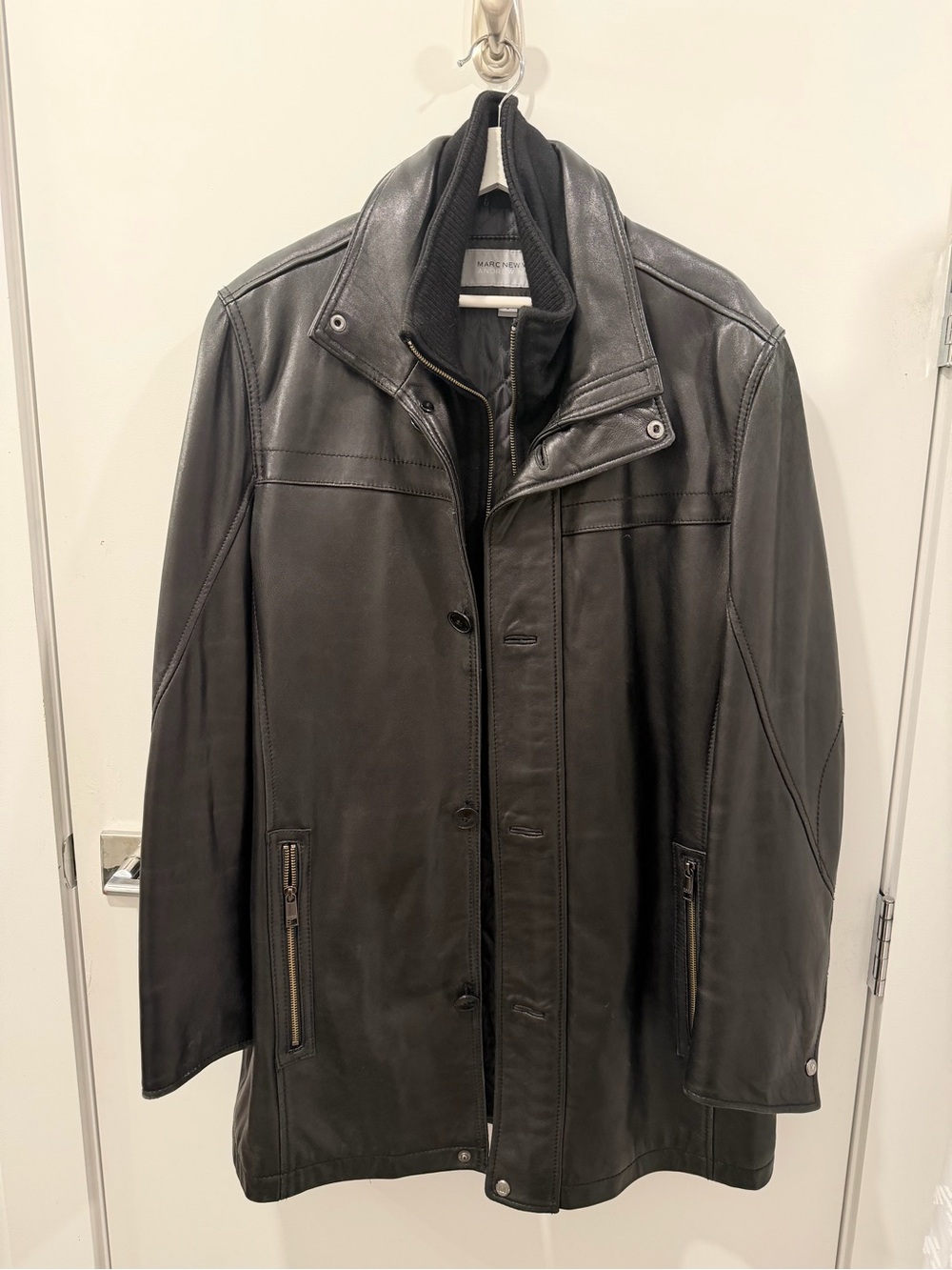 Marc New York Black Leather Trench Coat